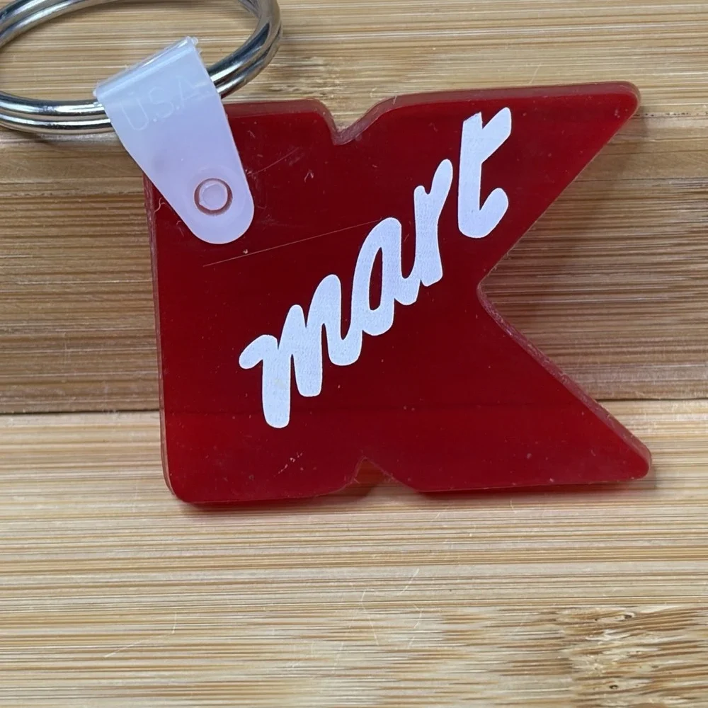 Vintage Kmart Red Acrylic K Logo Keychain 1990s Retail Store Promo Collectible